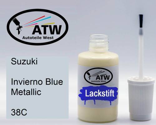 Suzuki, Invierno Blue Metallic, 38C: 20ml Lackstift, von ATW Autoteile West.